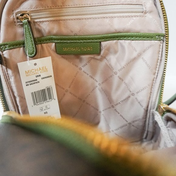 Michael Kors Medium Backpack MK Brown Green - Picture 11 of 11